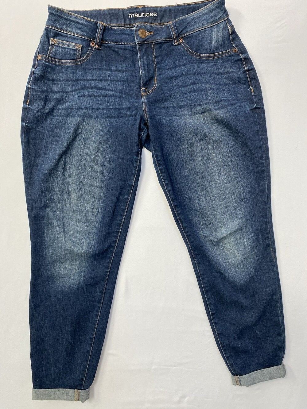 Maurices Women's Medium Short Dark Wash Skinny Jeans Cuffed Denim
